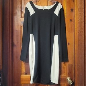Corey P Sz16 black & white pencil dress with zipper back.